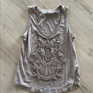 Fossil bohoEmbroidered Beige Tank Top